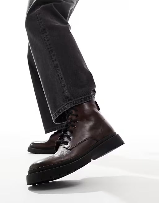 New Brown Walk London Callum Lace Leather Boot