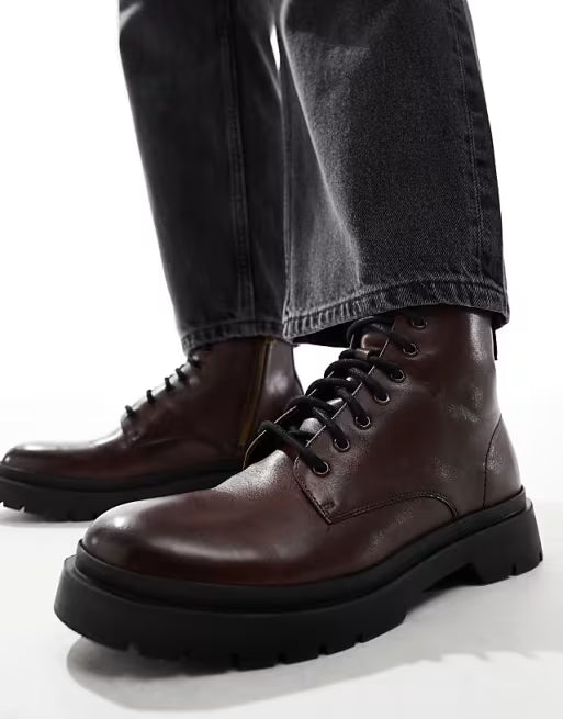 New Brown Walk London Callum Lace Leather Boot