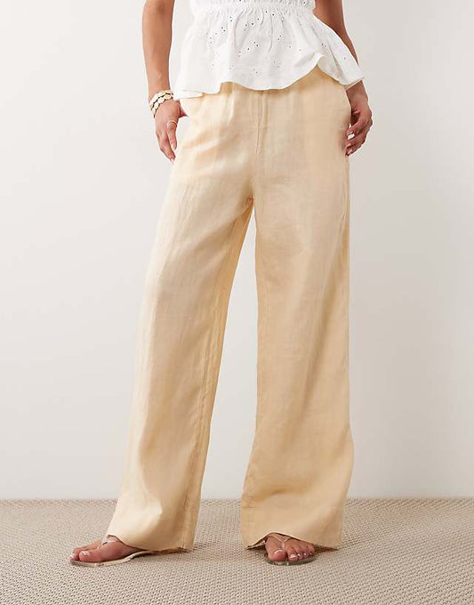 100% Linen Relaxed Fit Trousers