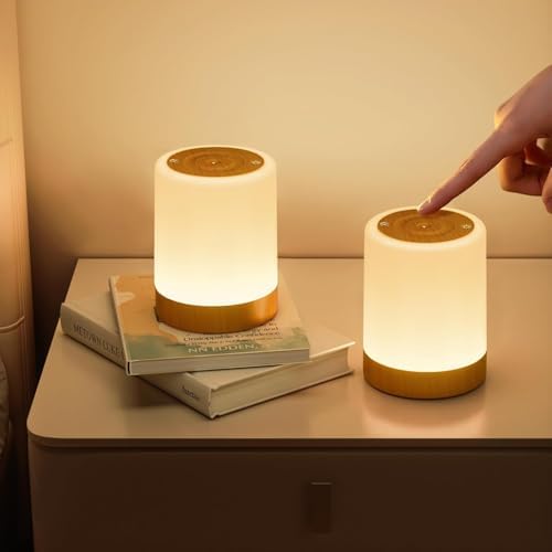 USB Rechargeable Touch Control Bedside Lamp with 256 Colour RGB LED Dimmable Lighting, 5 Modes & Memory & Timer