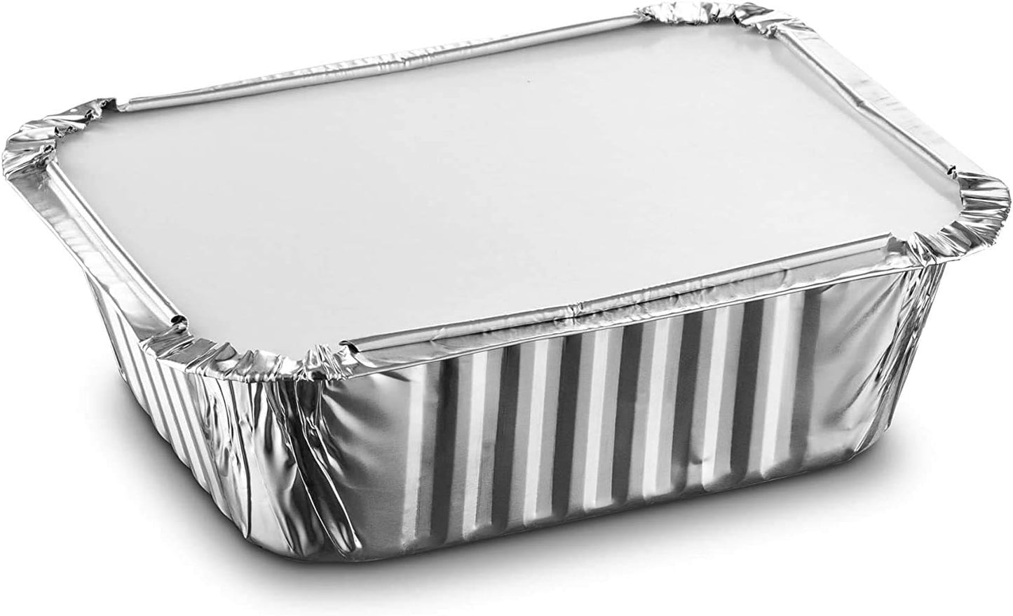 50 Small Aluminum Foil Trays Containers with Paper Lids 500ml | Great for Meal Prep Baking Food Storage Takeaway Tins | by Caterserve