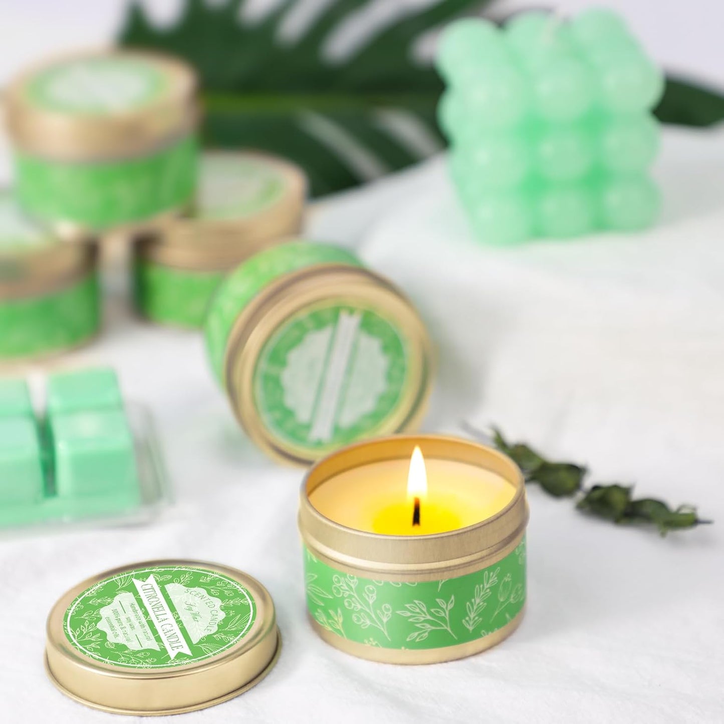 Citronella Candle Outdoor, Citronella Candles 6 Pack, Soy Wax, Lemongrass Citronella Essential Oil, Portable Travel Tin Candles for Outdoor, Indoor, Garden, Camping