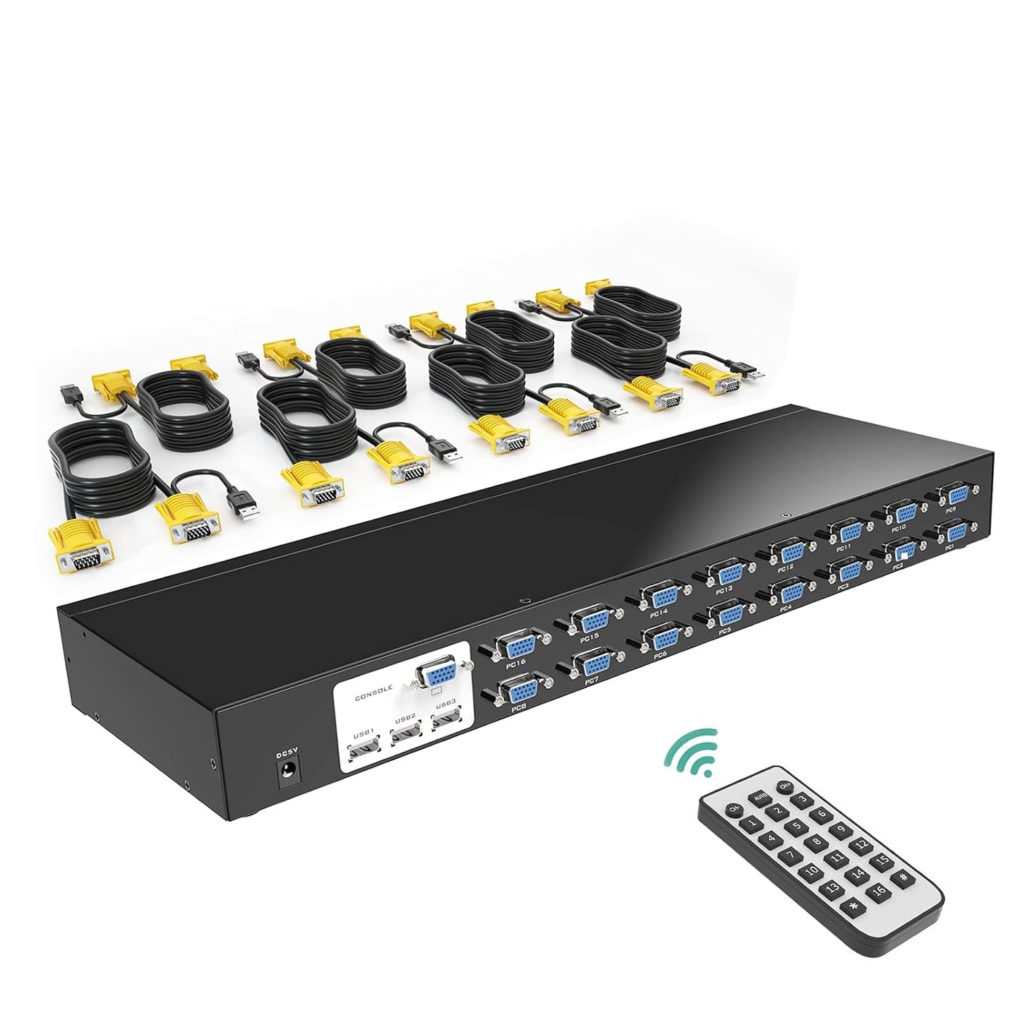 VGA KVM Switch 2 Port USB Selector for 2 Computers with Cables and USB Hub