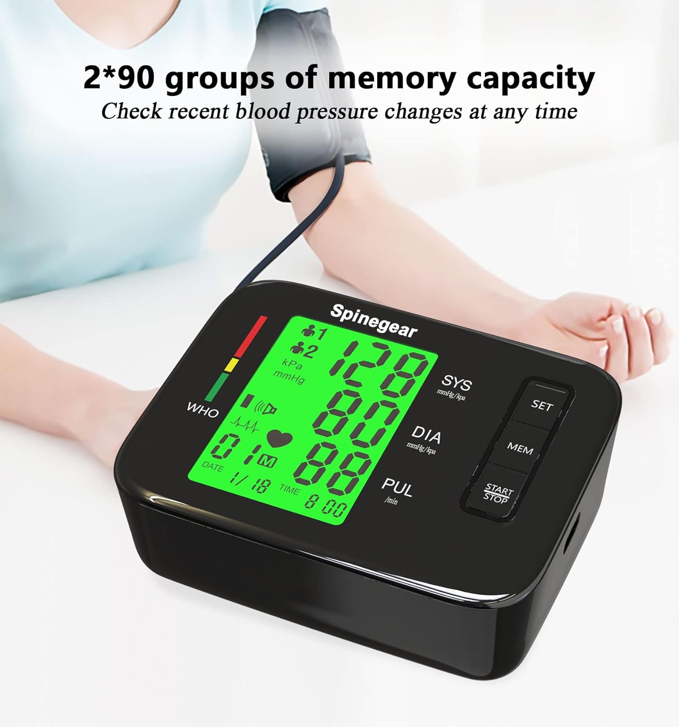 Rechargeable Upper Arm Blood Pressure Monitor – NHS Home Use BP Machine, CE Approved, Large Cuff 22-42cm, Heart Rate & Irregular Heartbeat Detection, LCD Backlight, Voice Broadcast