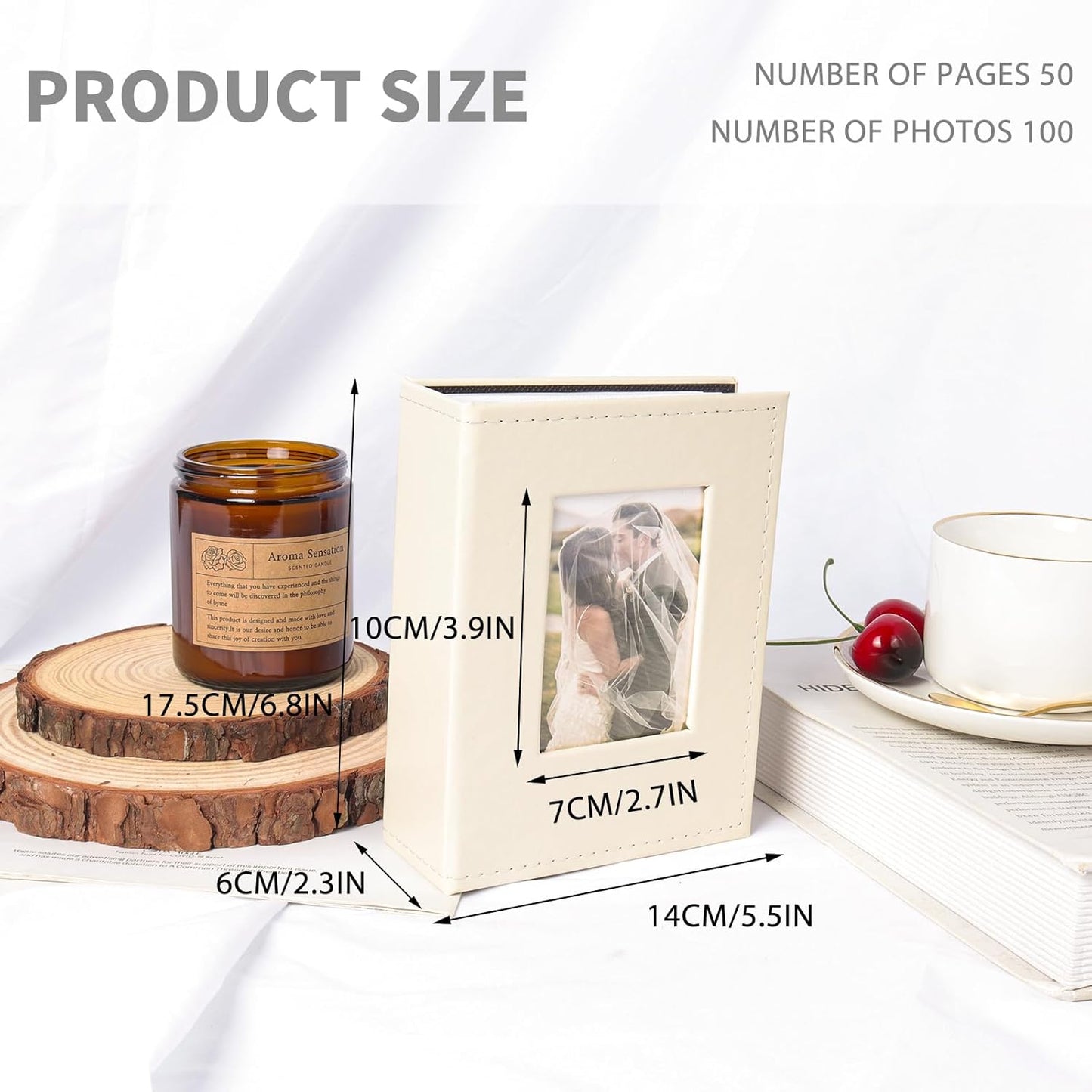 Small Photo Album with Front Window and Premium Leather Cover