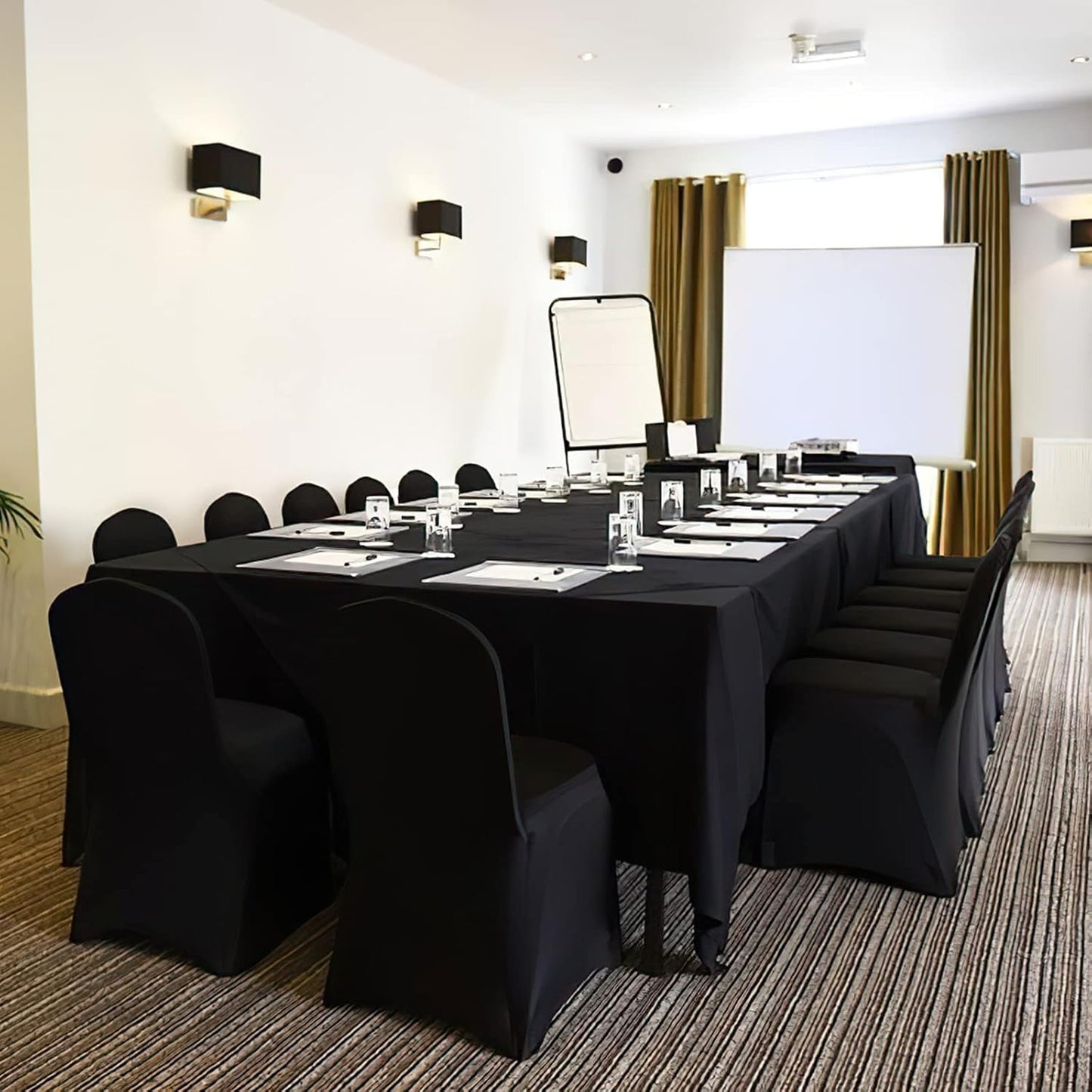 GLOBAL GOLDEN Chair Covers Removable Washable Dining Stretch Chair Covers Polyester Spandex Chair Slipcover for Wedding Dining Room Party Banquet (100, Flat Black)