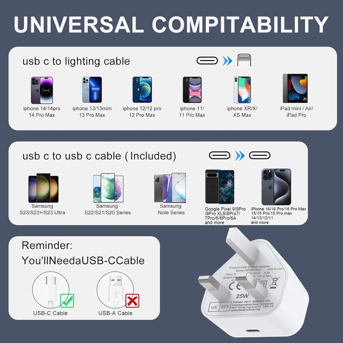 Samsung Fast Charger,2 Pack USB Type C Phone Charger Cable and Plug Fast Charge 25W Super Charging