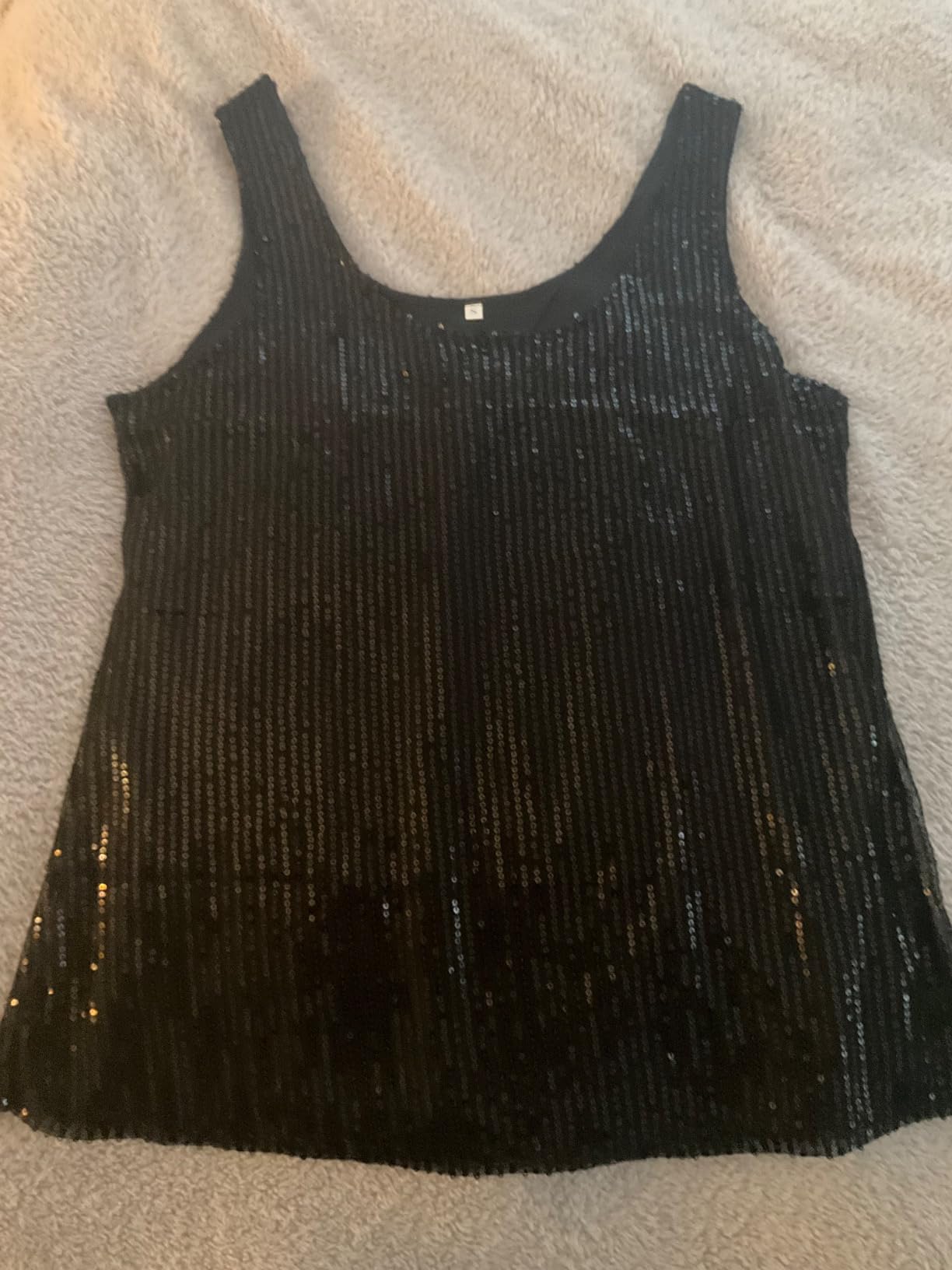 New Women's Sequin Glittery Vests Top V Neck Sparkly Ladies Party Shimmer Tops