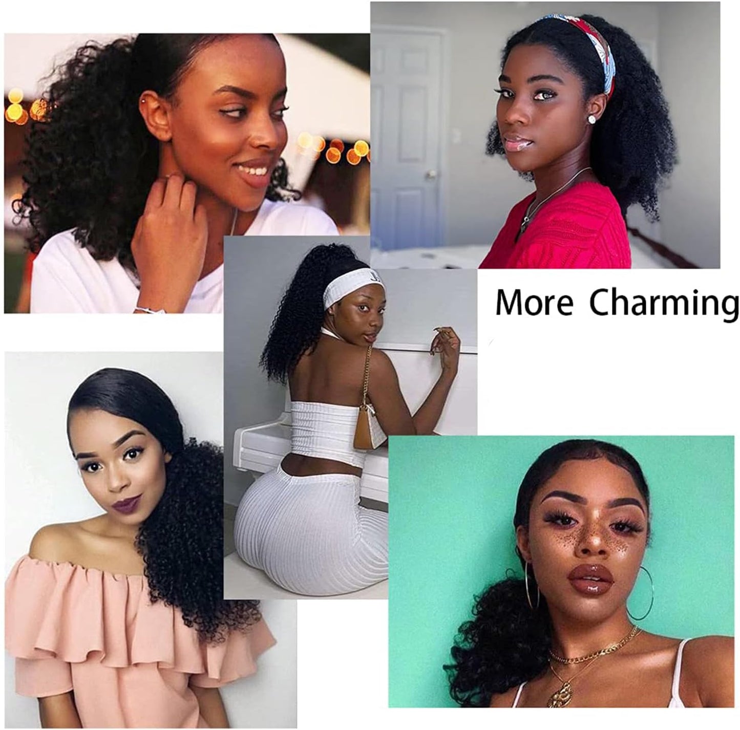 Kinky Curly Ponytail 3C 4A Real Virgin Remy Human Hair Drawstring Ponytail For Black Women Natural Black Afro Kinky Curly Hair Thick End