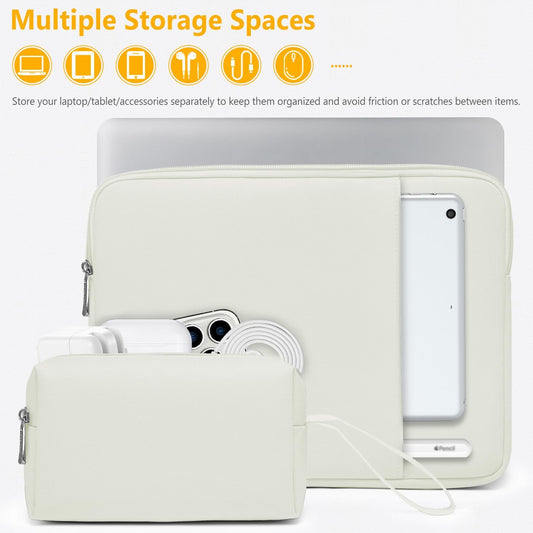 14-15 Inch Laptop Sleeve Bag Set for MacBook Air 15 M4/M3/M2, MacBook Pro 15, XPS 14/15 Plus, 15" Surface Laptop, NoteBook Case for 14" HP Lenovo ThinkPad Asus Acer HUAWEI, Beige