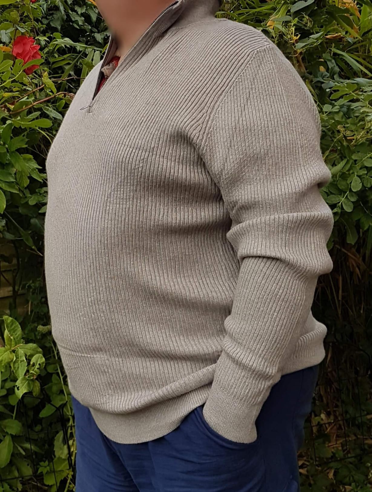 New Mens Quarter Zip Jumper Knitted Turtleneck Sweater Long Sleeved