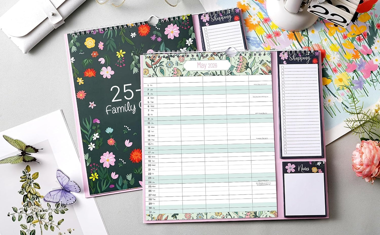 18 Month Wall Calendar with Large Blocks and Seasonal Pattern
