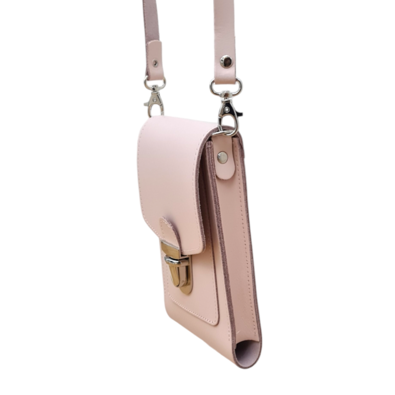 Leather Push Lock Crossbody Phone Case