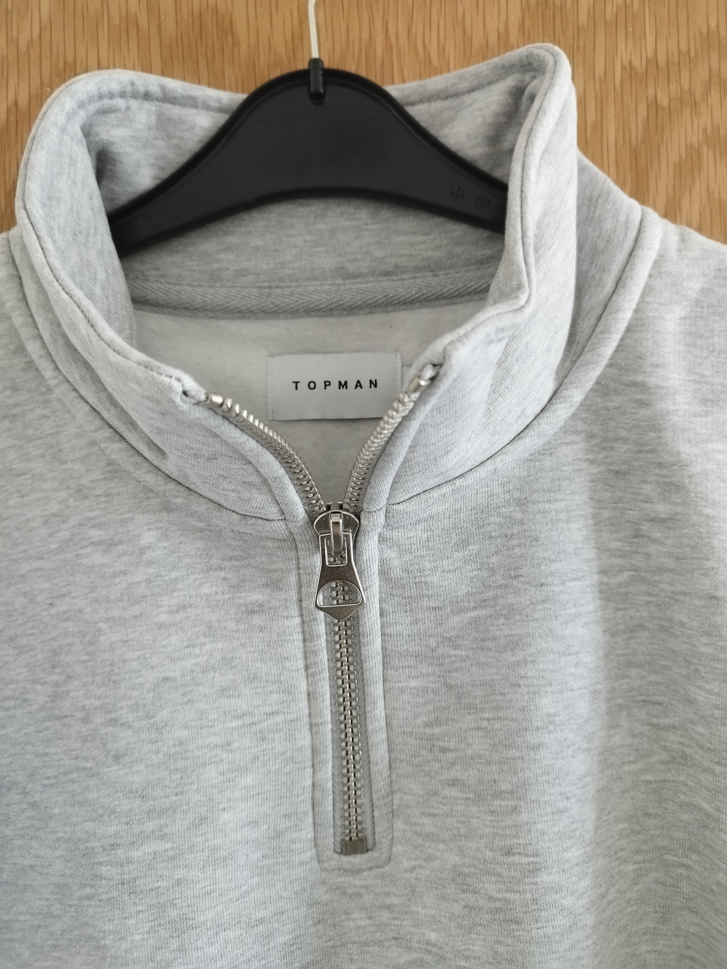 New Grey Topman Heavyweight Oversized 1/4 zip Sweatshirt