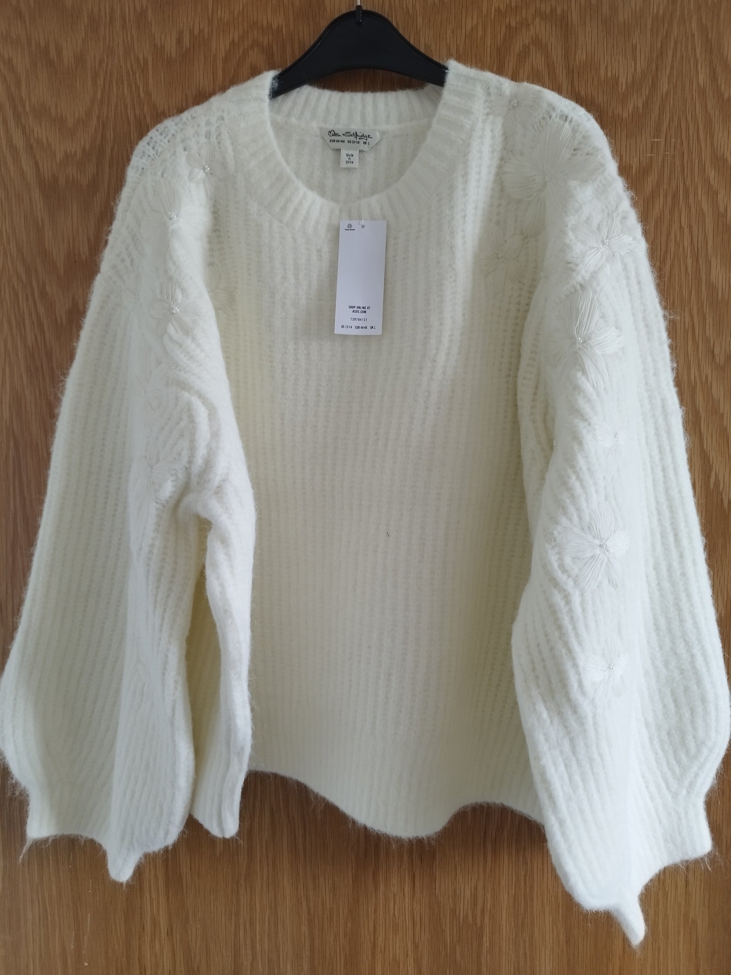 New Miss Selfridge Flower Embroidered Cream Jumper
