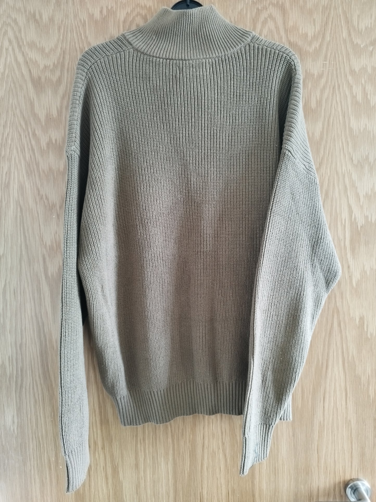 New Men's Tan Knitted Long Sleeve Polo Top
