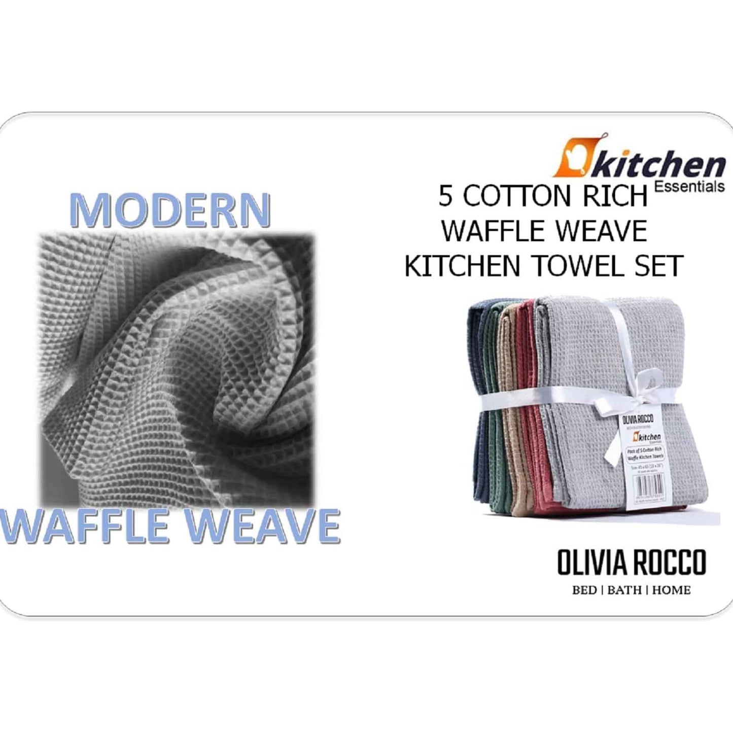 20 Pack Tea Towel Waffle Kitchen Tea Towels Cotton Absorbent Long Lasting Catering Bar Dish Towel, Assorted by OLIVIA ROCCO