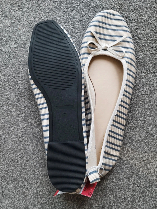 New Women's Stripe Ballerina Shoes