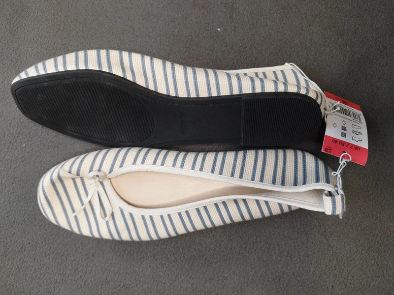 New Women's Stripe Ballerina Shoes