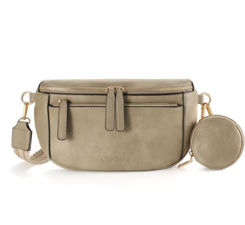 Crossbody Bag Adjustable Vegan Leather Waist Pack with Wide Shoulder Strap