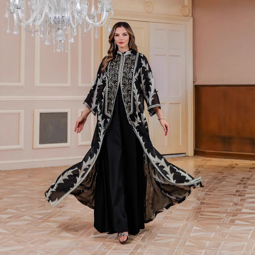 Women's Heavy Mesh Embroidered Robe