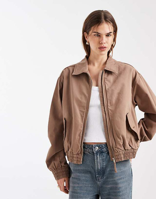 Washed Cotton Bomber Jacket