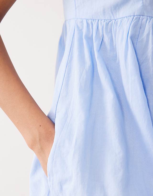 Square Neck Puff Sleeve Milkmaid Mini Dress