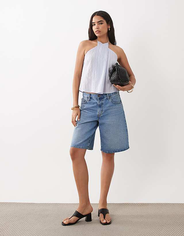 Wrap Detail Sleeveless Halterneck Top Open Back