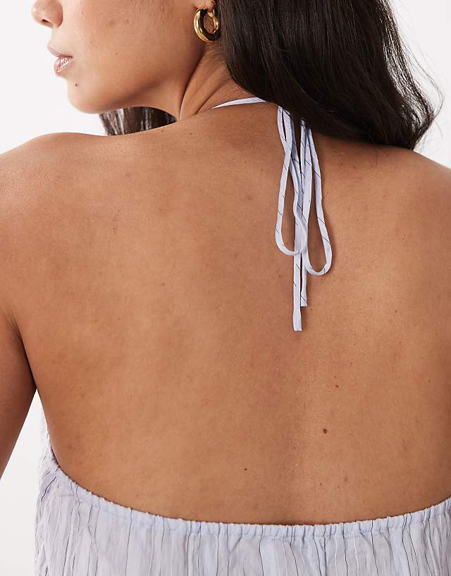 Wrap Detail Sleeveless Halterneck Top Open Back