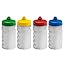 300ml Children's Small Reusable Water Bottles - 4 Pack - Hands Free Lid - Spill Proof - Leakproof Spout - BPA Free - Dishwasher Safe - Sports - School - Clubs (Green Yellow Red Blue)