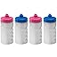 300ml Children's Small Reusable Water Bottles - 4 Pack - Hands Free Lid - Spill Proof - Leakproof Spout - BPA Free - Dishwasher Safe - Sports - School - Clubs (Green Yellow Red Blue)