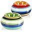 2x wind ashtray made of dolomite - weatherproof storm ashtray made of ceramic - small table ashtray with lid - design with colorful stripes