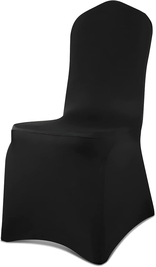 GLOBAL GOLDEN Chair Covers Removable Washable Dining Stretch Chair Covers Polyester Spandex Chair Slipcover for Wedding Dining Room Party Banquet (100, Flat Black)