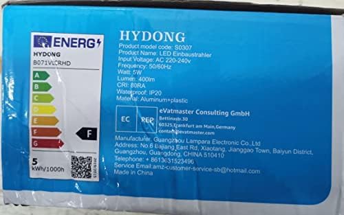 LED Recessed Ceiling Spot Lights 5W Cool White 6000K Downlight Ultra Slim Not Dimmable Rotatable Spotlights IP20 Protection for Living Room Bedroom Kitchen, Open Hole Size 75-80mm, Pack of 8