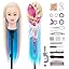 Synthetic Fiber Hair Training Head Hairdressing Practice Mannequin Manikin with Clamp + Hair Styling Braid Accessoires Set