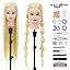Synthetic Fiber Hair Training Head Hairdressing Practice Mannequin Manikin with Clamp + Hair Styling Braid Accessoires Set