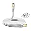 Cat 8 Flat Ethernet Cable 8M Internet LAN Cable with Clips 40Gbps 2000MHz High Speed Network Patch Cable SSTP Ethernet with RJ45 Connector for Router Modem Switch Gaming Xbox
