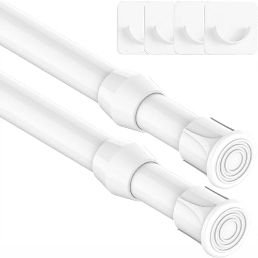 Net Curtain Rods Extendable Tension Rods for Net Curtains Spring Loaded Tension Rod for Kitchen, Bathroom, Wardrobe