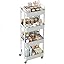 3-tier Storage Rack on Wheels, Kitchen & Office Utility Cart, Rolling Rack for Bedroom & Bathroom, White