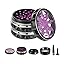 4 Pieces Clear Top Herb Grinder - Aluminium Spice Grinder with Pollen Scraper and Cleaning Brush - Black and Red.