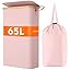 50L Slim Laundry Hamper with Lid, Narrow Laundry Basket with Removable Bag & Bamboo Handles, Fodable Thin Dirty Clothes Hamper for Laundry Collapsible Bin for Bathroom Bedroom Dorm