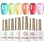 Summer Crystal Gel Nail Polish Set - Pastel Colors Blue Red Green Yellow Pink - Soak Off UV Gel Polish Kit 6PCS