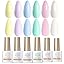 Summer Crystal Gel Nail Polish Set - Pastel Colors Blue Red Green Yellow Pink - Soak Off UV Gel Polish Kit 6PCS