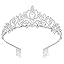 Crystal Tiara Crown Silver Headband Headpiece Rhinestone Hair Jewelry Decor for Women Ladies Little Girls Bridal Bride Princess Birthday Wedding Pageant Prom Halloween Costume Party