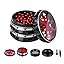 4 Pieces Clear Top Herb Grinder - Aluminium Spice Grinder with Pollen Scraper and Cleaning Brush - Black and Red.