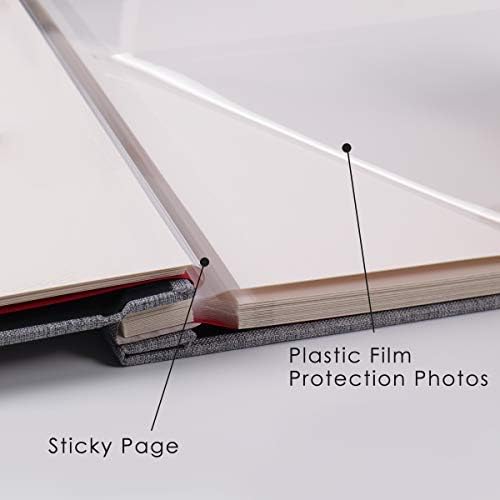 Self Adhesive Photo Album Large Scrapbook Album Magnetic 40 Pages Linen Hardcover with A Metallic Marker Pen Wedding Gift Valentines Day for Couples