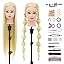 Synthetic Fiber Hair Training Head Hairdressing Practice Mannequin Manikin with Clamp + Hair Styling Braid Accessoires Set