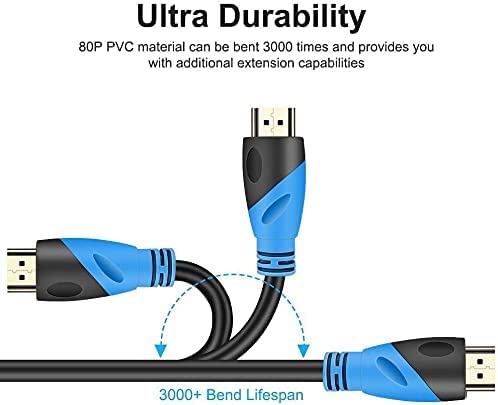 Rommisie 4K/60HZ HDMI Cable 12M (HDMI 2.0,18Gbps) Ultra High Speed Gold Plated Connectors,Ethernet Audio Return,Video 4K,FullHD1080p 3D Compatible with Blu-Ray,TV, Playstation, PS3, PS5, PC, HDTV