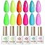 Summer Crystal Gel Nail Polish Set - Pastel Colors Blue Red Green Yellow Pink - Soak Off UV Gel Polish Kit 6PCS