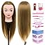 Synthetic Fiber Hair Training Head Hairdressing Practice Mannequin Manikin with Clamp + Hair Styling Braid Accessoires Set